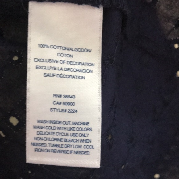 Izod Navy Balloon Flare Sleeve Blouse Size M - Picture 11 of 15